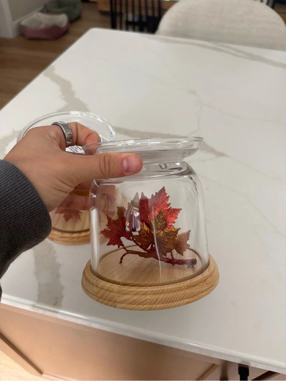 Set of 2 Glass Fall Leaf Decorative Candle Holders - bath and body works